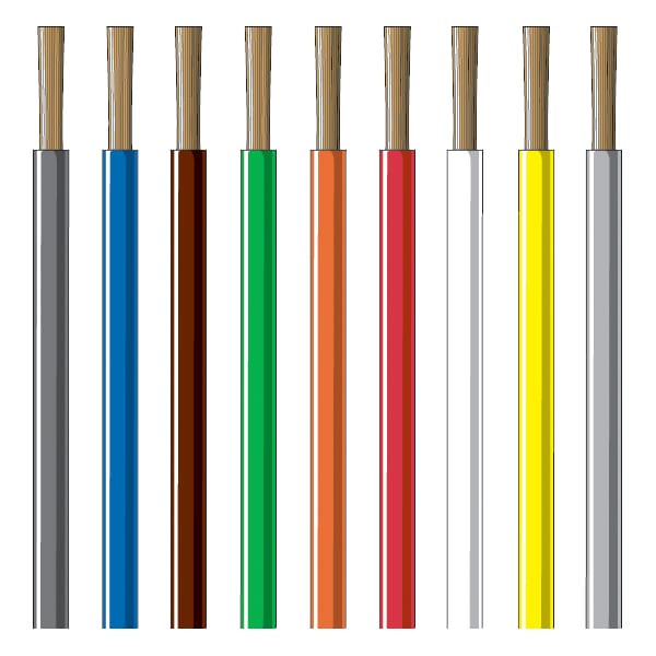 Primary Wire, TEW, 16 AWG, Copper, Yellow, PVC Jacket, Stranded
